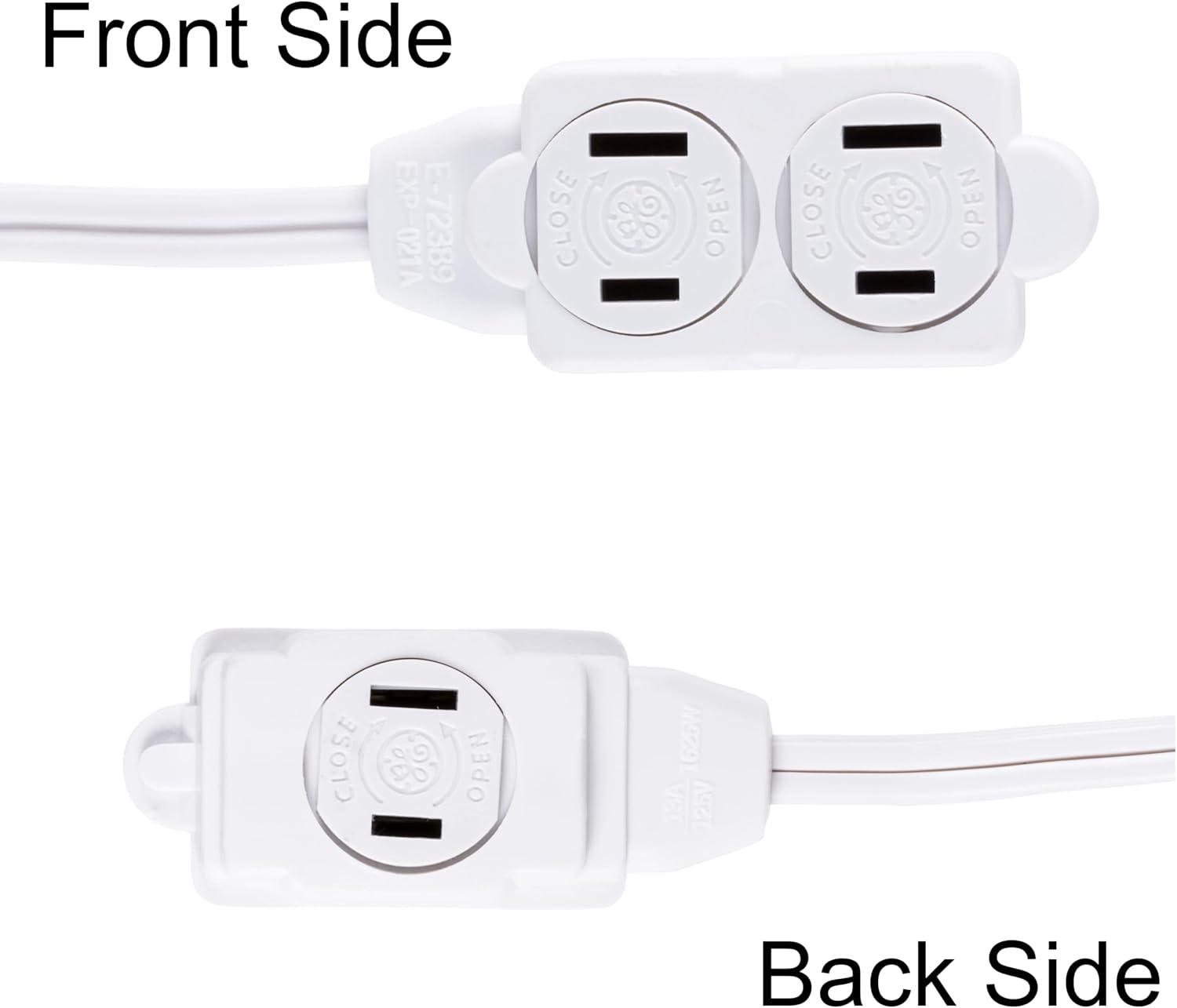 GE 12 Ft Extension Cord, 3 Outlet Power Strip, 2 Prong, 16 Gauge