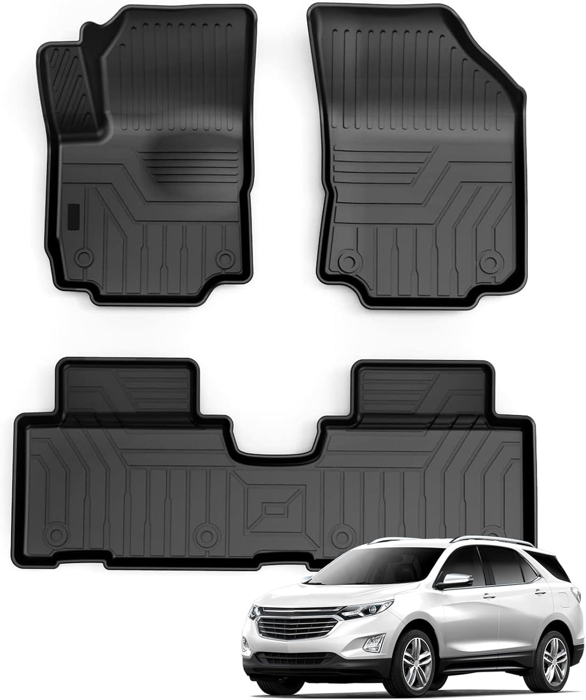 KUST Custom Fit Floor Mats for Chevy Equinox/GMC Terrain 2018-2024 (No for EV), All Weather TPE Rubber Car Mats for Equinox Accessories Front Rear 2 Row Liners, High Edges Non-Slip