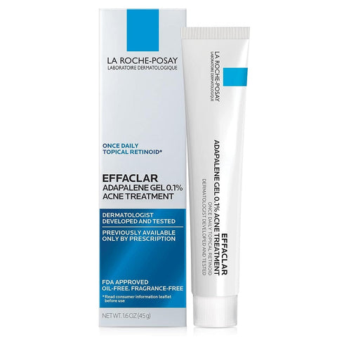 La Roche-Posay Effaclar Adapalene Gel 0.1% Acne Treatment, 1.6oz | Retinoid cream acne medication gel for blackheads and whiteheads. Oil free formula helps clear blemishes and clogged pores.