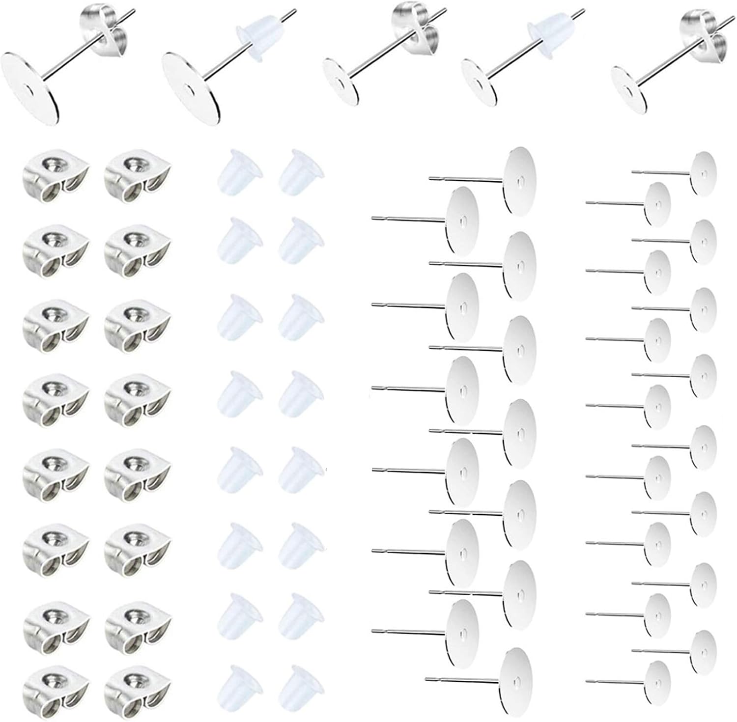 450PCS Earring Posts Stainless Steel Flat Pad,Hypoallergenic Stud Earrings