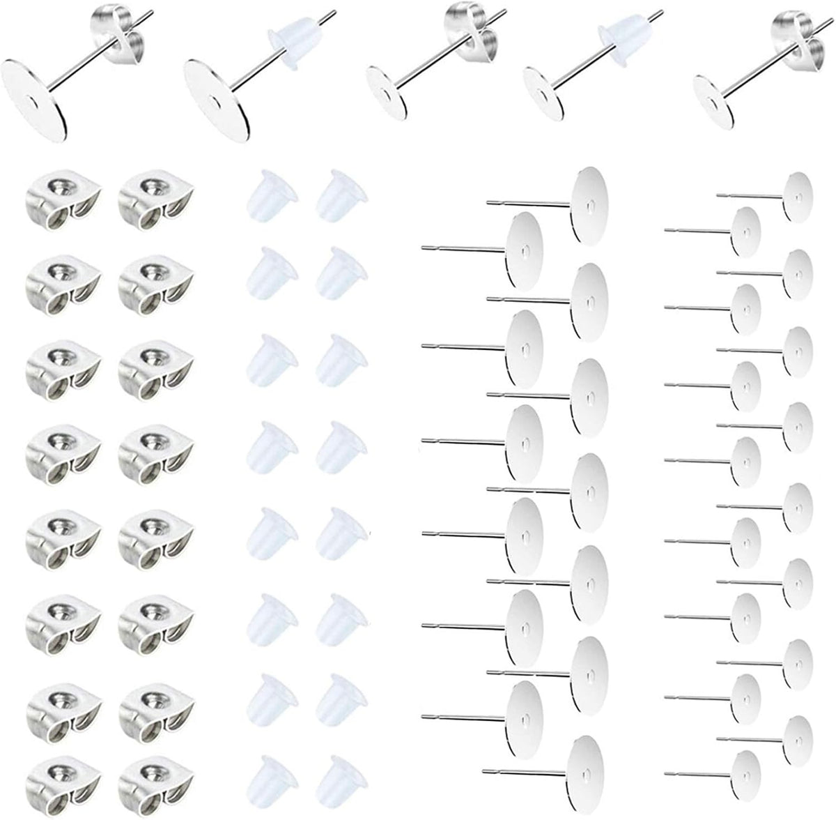 450PCS Earring Posts Stainless Steel Flat Pad,Hypoallergenic Stud Earrings
