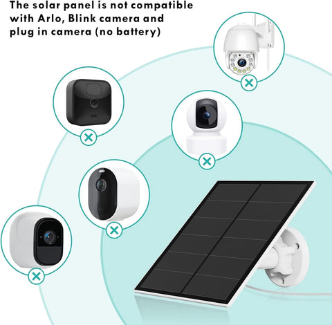 Solar Panel for Security Camera, 5W USB Solar Panel Compatible with Rechargeable Battery Camera, Solar Panel Charger for Camera with IP65 Waterproof, Adjustable Bracket, 9.8ft Cable(2 Pack)