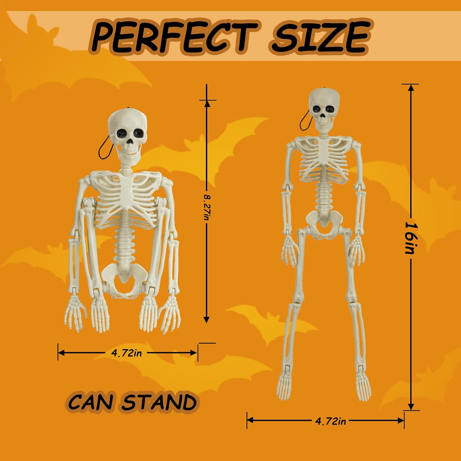 12 Packs Skeleton Halloween Decorations Outdoor with 16" Full Body Posable Joints Skeletons Decor, Halloween Party Decor Indoor, Yard Garden Lawn Graveyard Haunted House Props Spooky Party Decorations