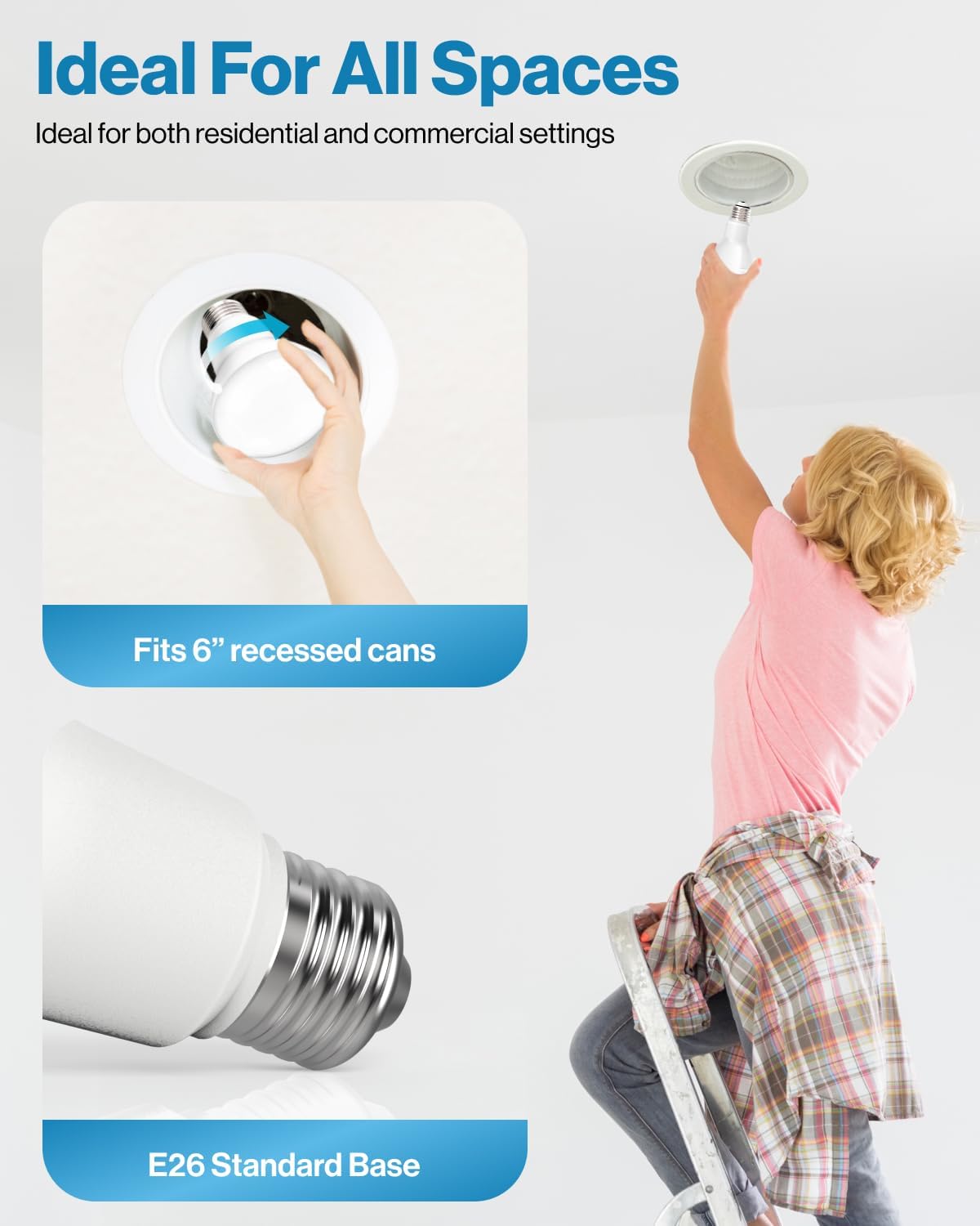 Sunco 16 Pack BR40 LED Flood Light Bulb, E26, 17W=100W, 3000K Warm White