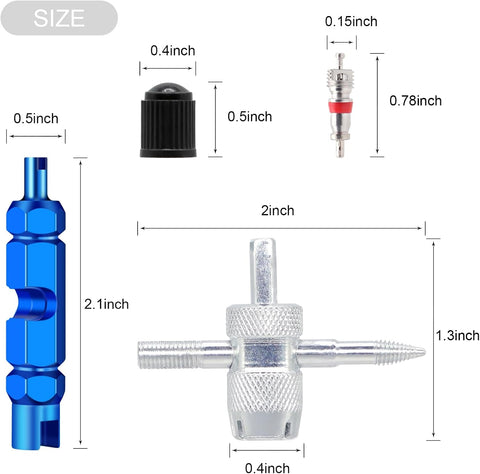 Valve Stem Removal Tool - 20Pcs Valve Cores, 10Pcs Tire Valve Caps, 4-Way Valve Tool, Valve Core Remover Tool By ZHSMS(35 PCS)