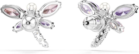 Swarovski x Ariana Grande Official Dragonfly Motif Jewelry Collection, Brooch, Pendant Necklace, Earrings, Mixed Cut Multicolored Stones, Rhodium Finish