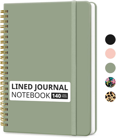 Taja Lined Spiral Notebook for Work, 5.7"x7.9" Spiral Journal College Ruled
