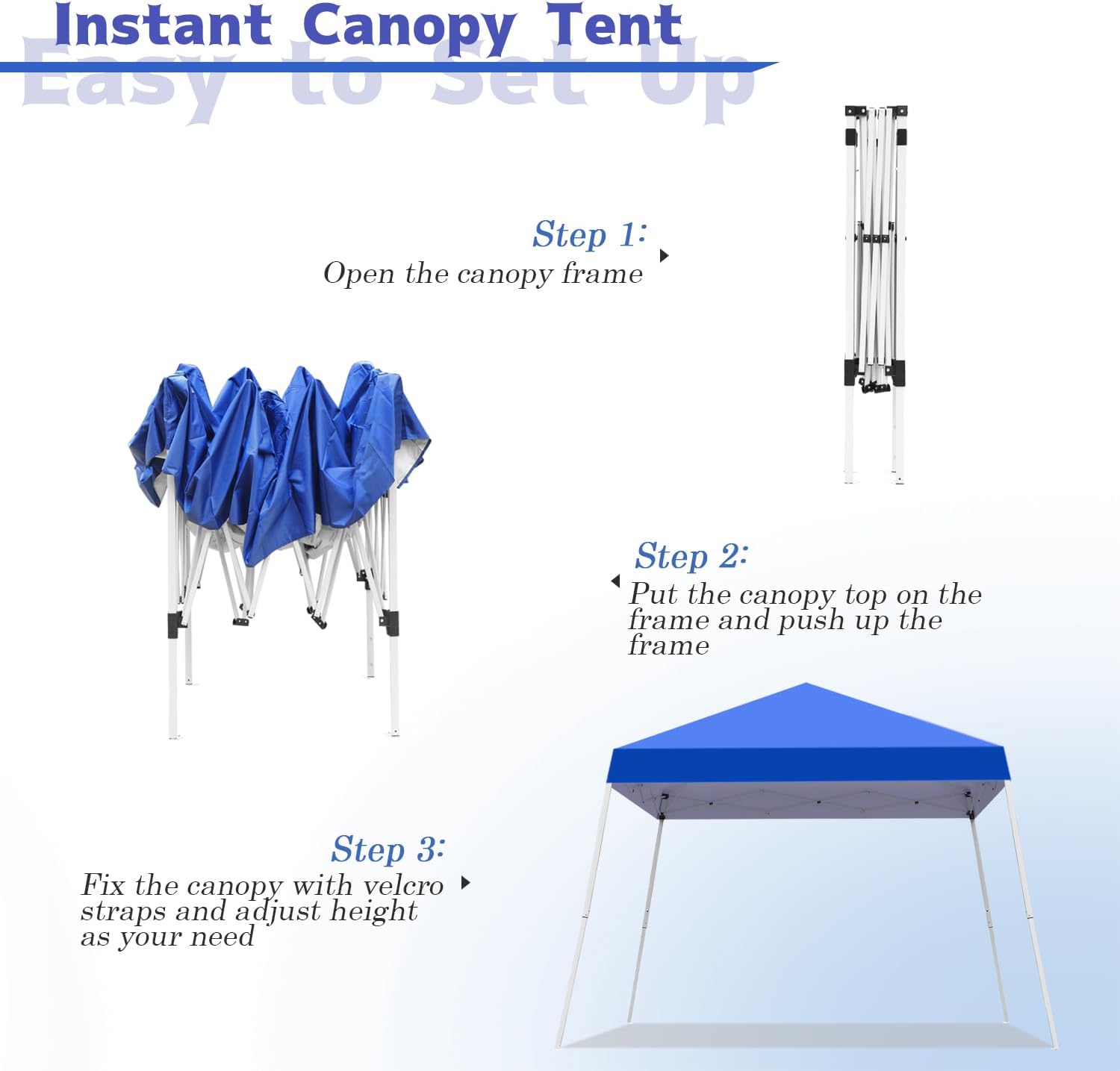 10x10FT Slant Leg Pop Up Canopy Tent, Portable Outdoor Shelter