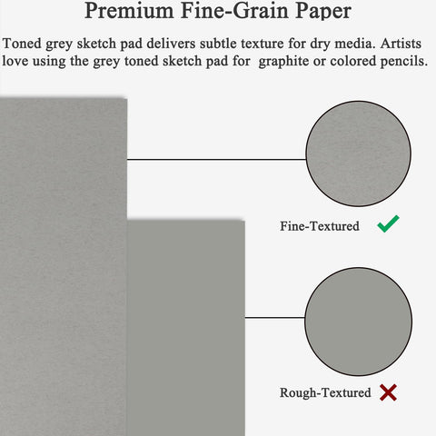 Fuxi Toned Gray Sketchbook 9 x 12, 60 Sheets, 85 lb/130gsm