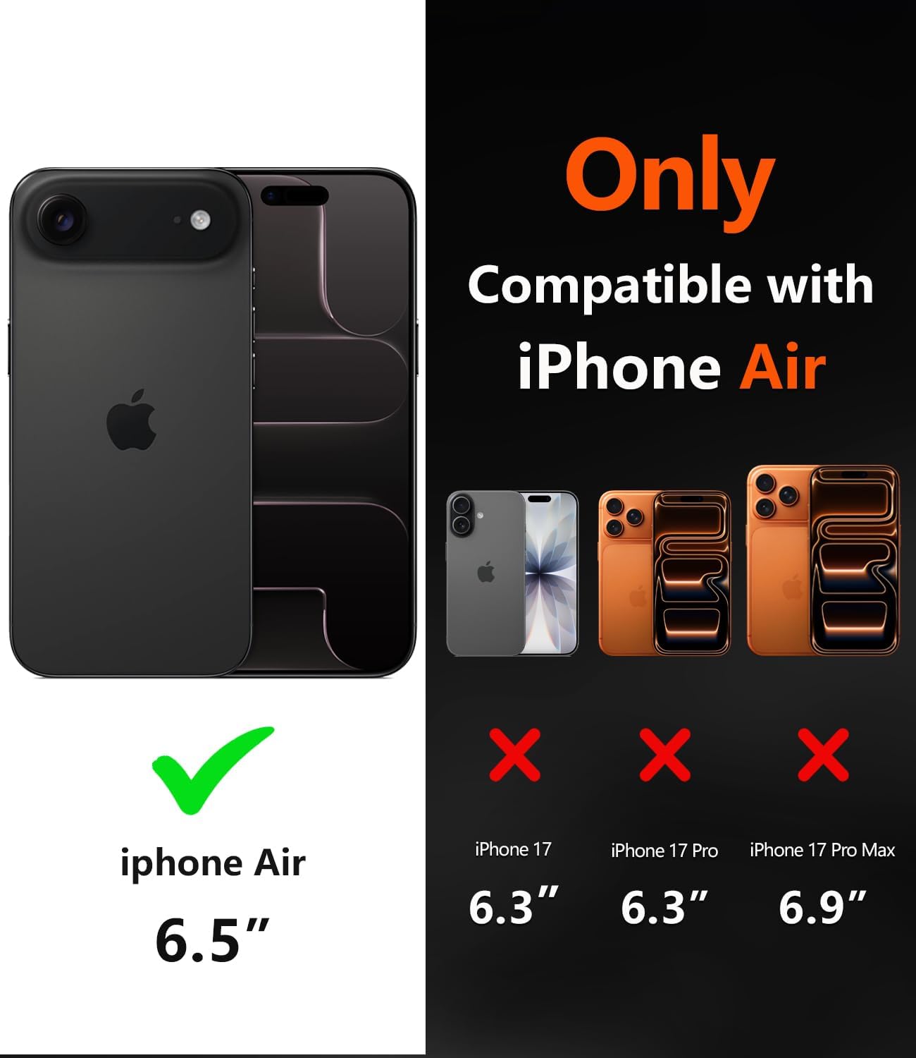 Diverbox Magnetic for iPhone Air Case-(Compatible with MagSafe) Heavy Duty Protection Phone Case with Camera Control Button with Screen Protector Shockproof Drop-Proof 6.5 inch (Black)