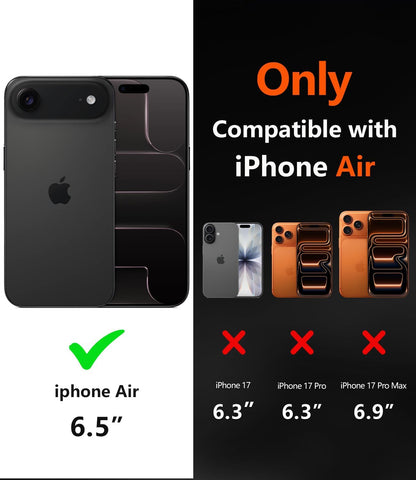 Diverbox Magnetic for iPhone Air Case-(Compatible with MagSafe) Heavy Duty Protection Phone Case with Camera Control Button with Screen Protector Shockproof Drop-Proof 6.5 inch (Black)
