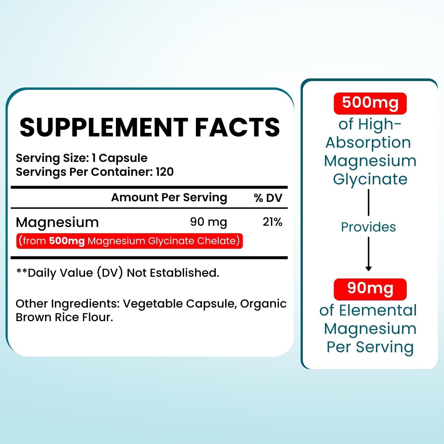 VITBOOST Magnesium Glycinate 500mg - Support Sleep 120 Veggie Capsules