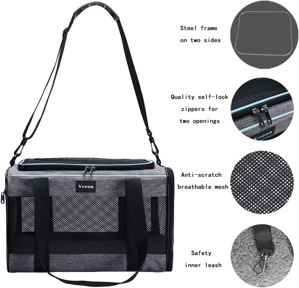 Vceoa 17.5"x11"x11" Pet Carrier for Cats