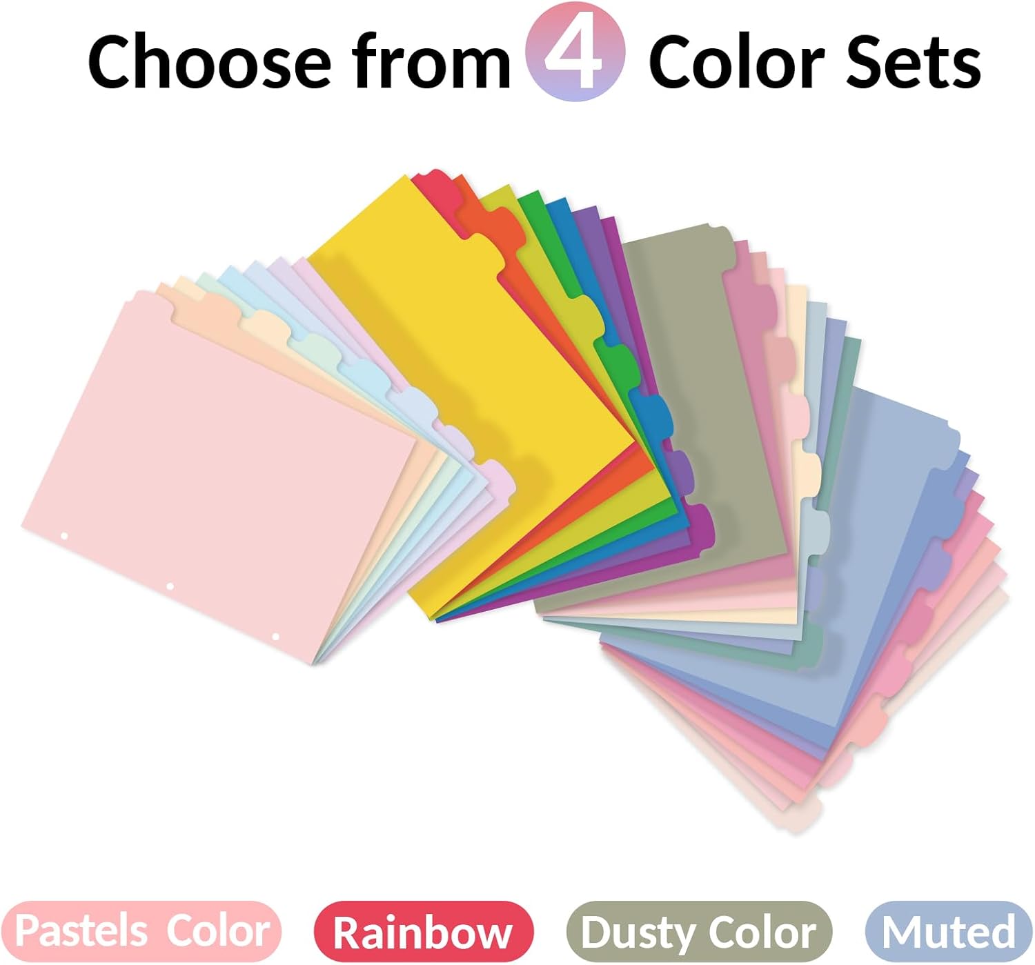 Sooez 8 Tabs Plastic Write & Erase Binder Dividers with Tabs, 2 Sets