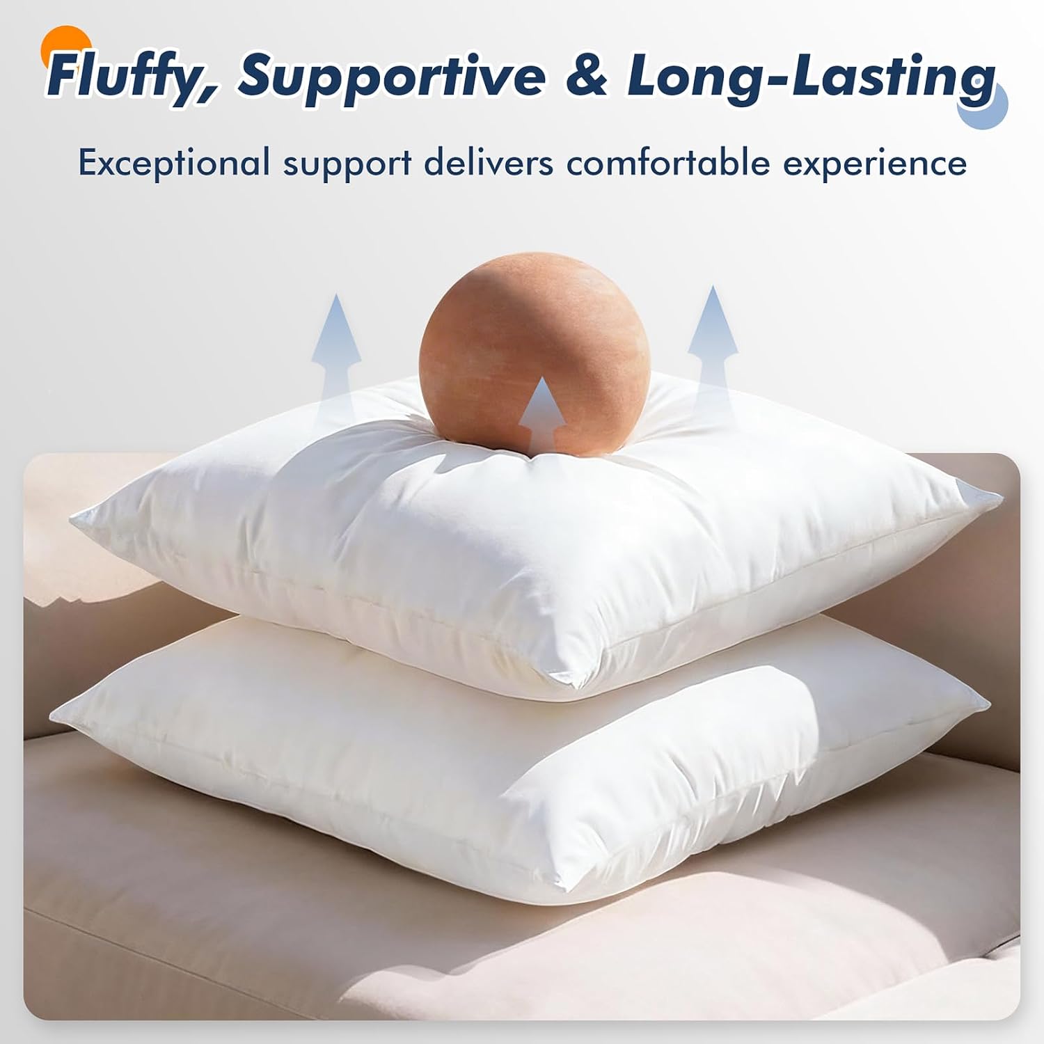 2 Pack 20x20 Outdoor Pillows, Water Resistant Throw Pillow Inserts