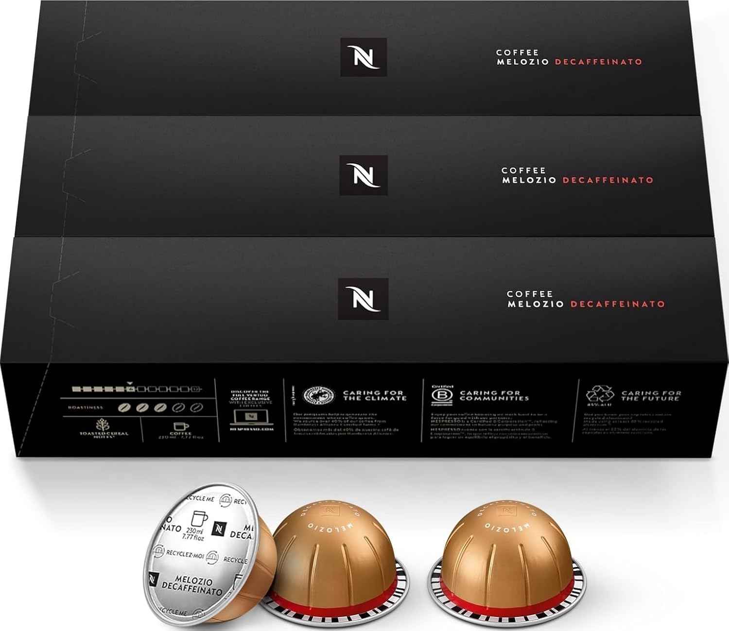 Nespresso Vertuo, Melozio Decaffeinato, 30-Count Espresso Pods | Capsules Medium Roast Pack of 1 Coffee Brews 7.8 oz