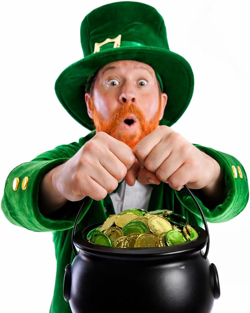 GiftExpress 8" Black Cauldron Bucket – Halloween Candy Bowl, Trick or Treat, St. Patrick's Pot of Gold Decor, Witch Kettle for Party Supplies