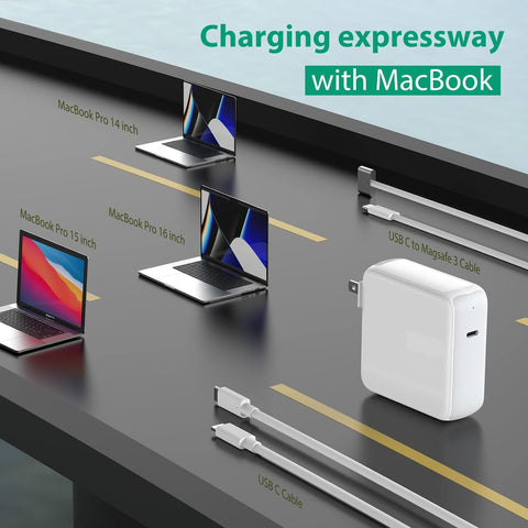 96W USB C Charger for MacBook Pro 16, 15, 14, 13 inch 2024, 2023, 2022, 2021, M4 M3 M2 M1 MacBook Air, USBC Laptop Power Adapter, iPad, LED, 6.6ft 5A Cable Charging as Fast as Original Quality