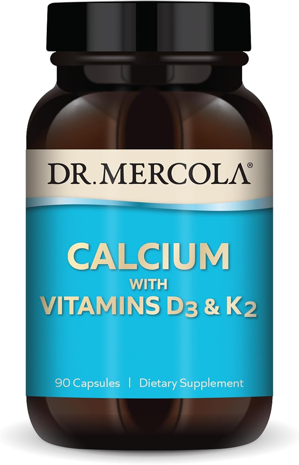 Dr. Mercola Calcium with Vitamins D3 and K2, 90 Capsules (90 Servings)