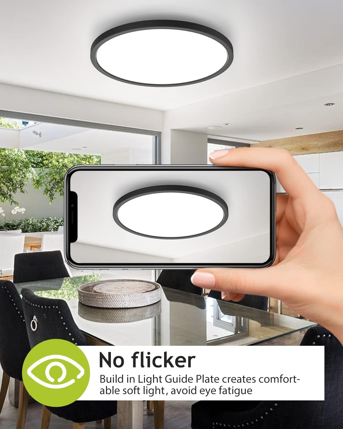 hepside 4PACK Flush Mount LED Ceiling Light Fixture Black, 12Inch 28Watt, Dimmable & 3000K-4500K-6000K Ceiling Lamp 3200LM Low Profile Ceiling Light for Kitchen Bedroom Hallway Porch