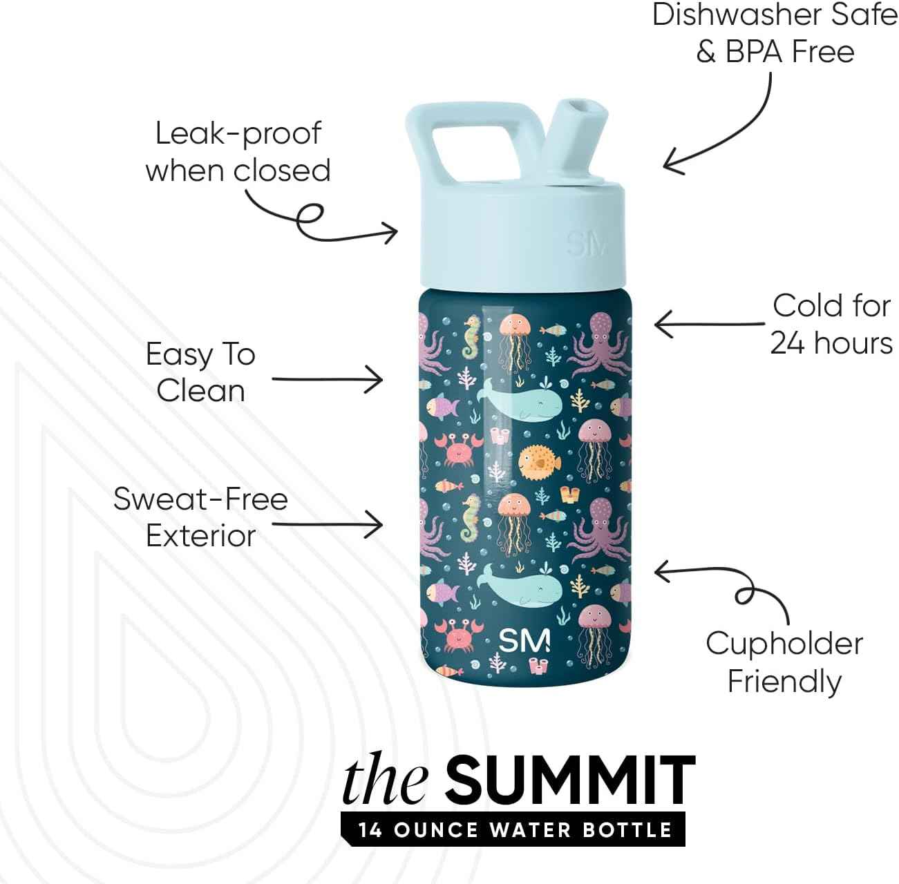 Simple Modern Kids Water Bottle & Toddler Cup | 14oz | Under the Sea