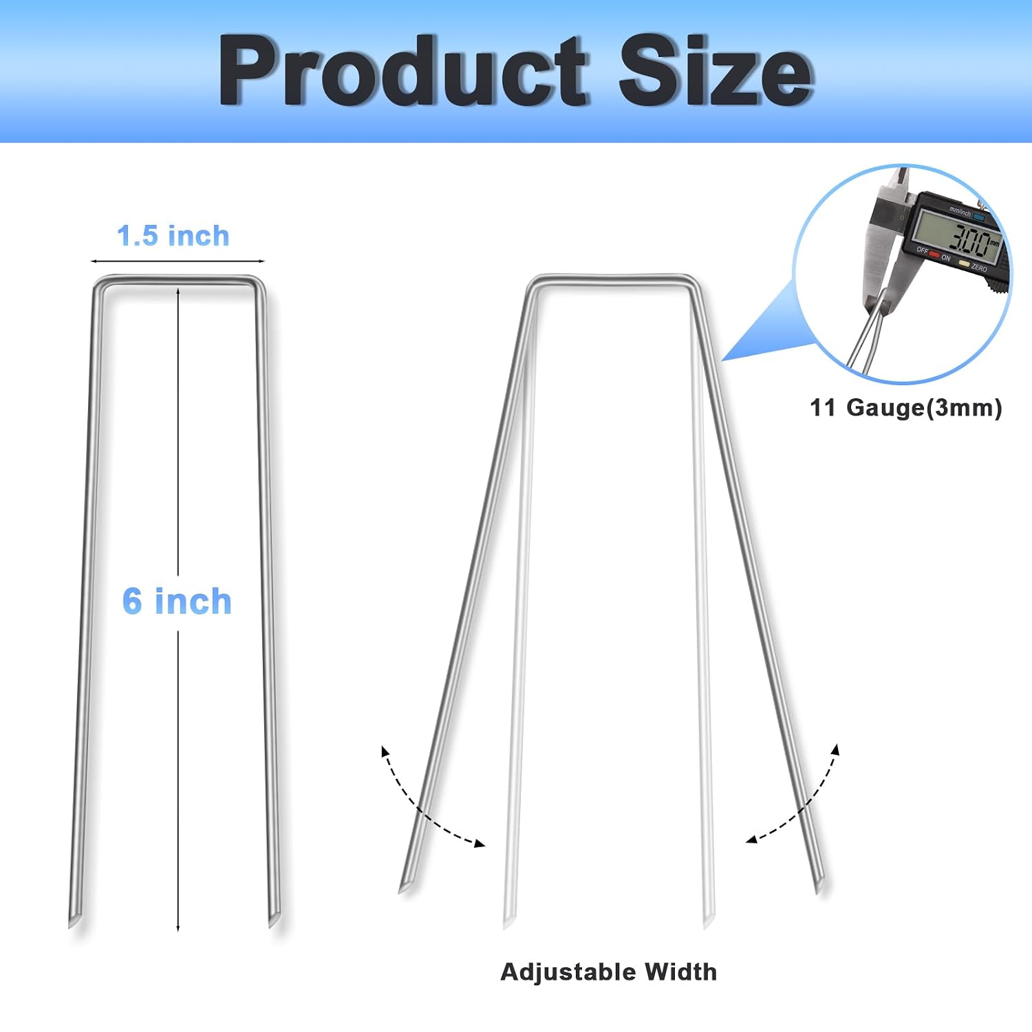 JERIA 6 Inch 120 Pack U-Shaped Galvanized Garden Stakes