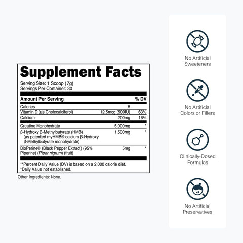 Transparent Labs Creatine HMB - Creatine Monohydrate Powder with HMB for Muscle Growth, Increased Strength, Enhanced Energy Output, and Improved Athletic Performance - 30 Servings, Unflavored