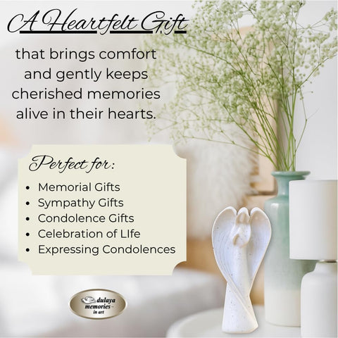 Angel Statue Sympathy Gift, Memorial Figurine for Healing and Comfort, Bereavement Remembrance Keepsake to Honor and Celebrate the Life of a Loved One, Condolence Gift for Family, Friends, Coworkers