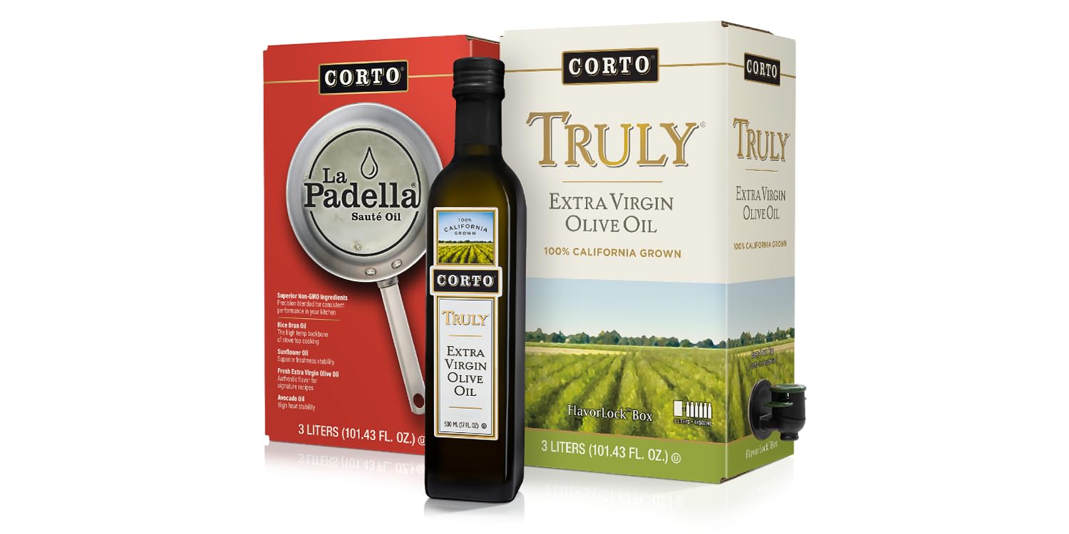 Corto TRULY Extra Virgin Olive Oil 3 Liter, Cold-Extracted, 100% California