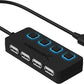 SABRENT 4 Port USB 2.0 Data Hub with Individual LED lit Power Switches [Charging NOT Supported] for Mac & PC (HB-UMLS)