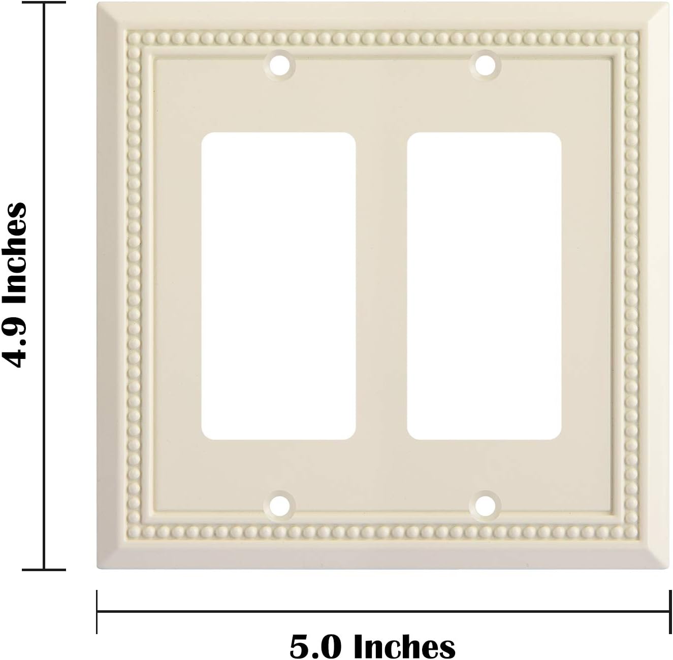 Henne Bery Sunken Pearls Heavy Duty Decorative Wall Plate Switch Plate Outlet Cover, Durable Solid Zinc Alloy (Double Decorator, Light Almond)