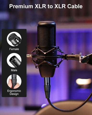 Aqdocvf 2-Pack Premium XLR Cable - 25ft, Male to Female Microphone Cable
