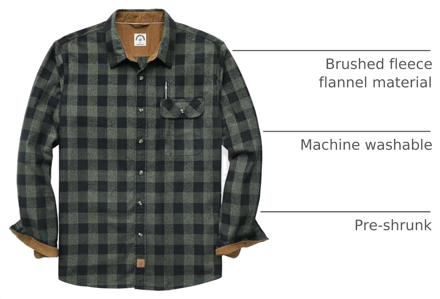 Dubinik® Flannel Shirt for Men Long Sleeve Casual Brushed 100% Cotton Vintage