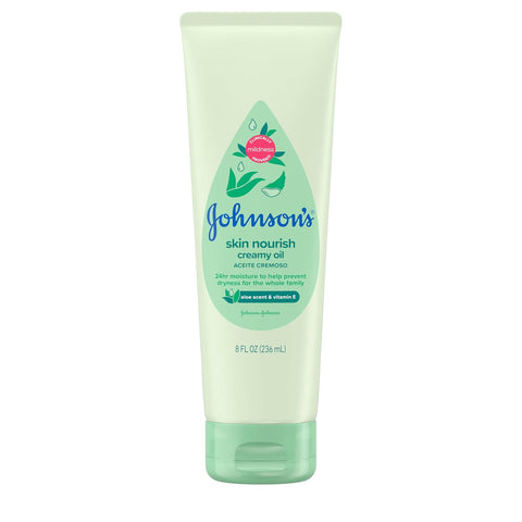 Johnson's Baby Skin Nourish Creamy Oil, Aloe Scent & Vitamin E, 8 fl. oz