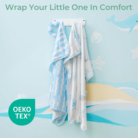 Momcozy Baby Towels, Soft Absorbent Bath Towel for Newborn&Toddler,Whale