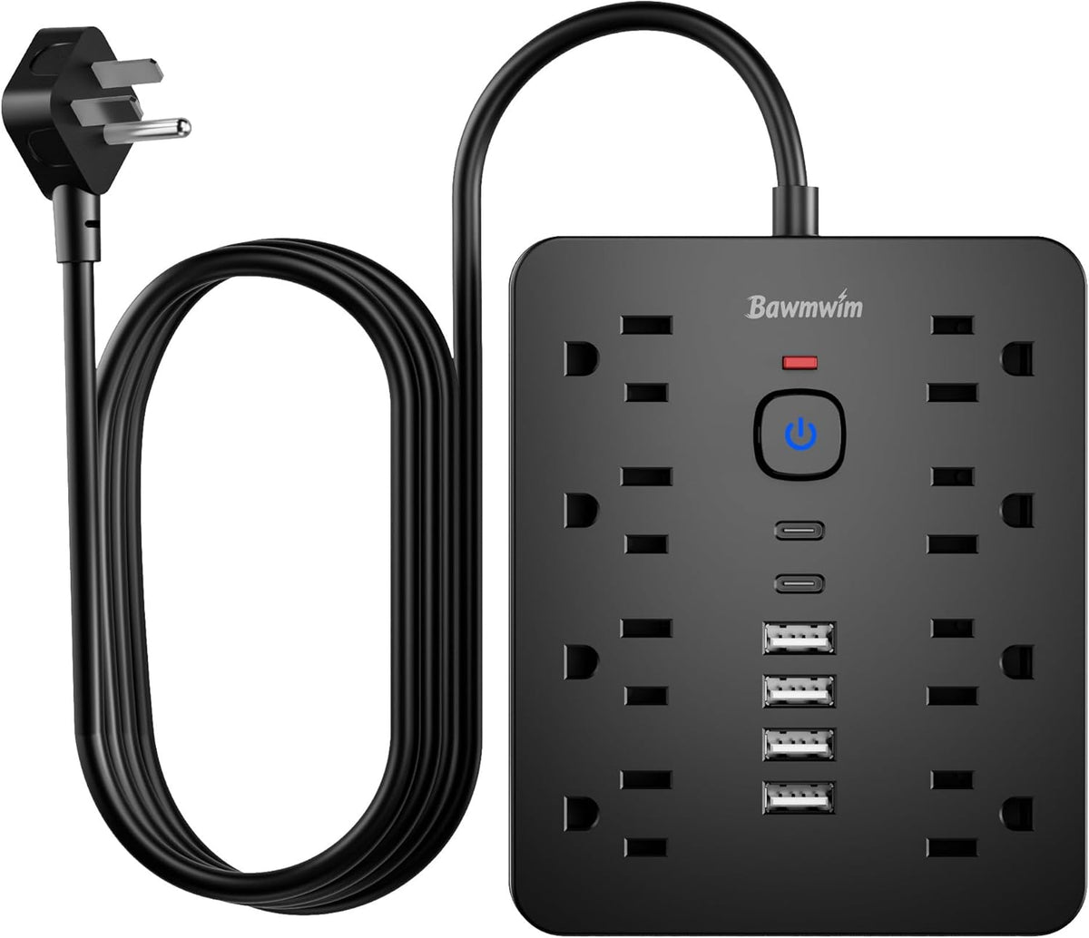 Surge Protector Power Strip, 8 Outlets(1850W/15A/14AWG), 6 USB Charging Ports(2 USB C), 6FT Flat Plug Extension Cord Outlet Extender with Overload Protection, ETL Certified for Office
