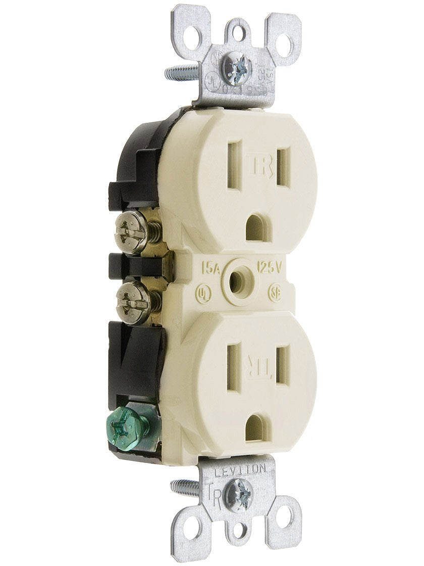 Leviton 15 Amp, 125 Volt, Tamper Resistant, Duplex Receptacle, Residential Grade, Grounding, T5320-E, Black