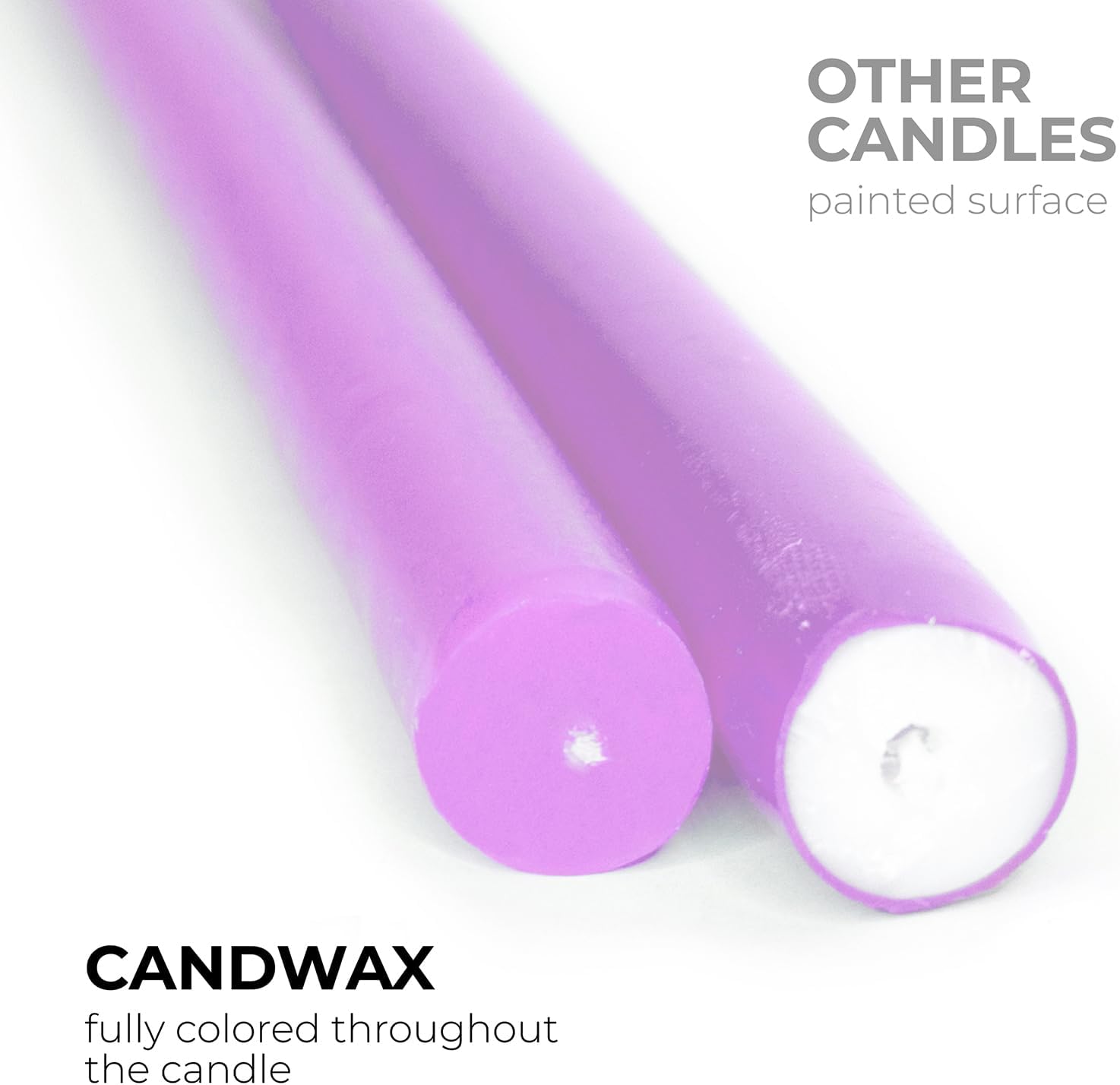 CANDWAX 10 inch Taper Lilac Candles Pack of 4 - Unscented Smokeless Dripless Tall Candlesticks - Perfect for Special Occasions, Ordinary Dinners, for Mother's Day - Lavender Candle Sticks