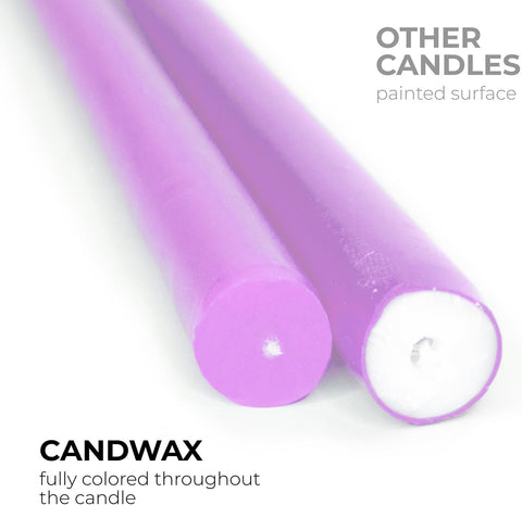 CANDWAX 10 inch Taper Lilac Candles Pack of 4 - Unscented Smokeless Dripless Tall Candlesticks - Perfect for Special Occasions, Ordinary Dinners, for Mother's Day - Lavender Candle Sticks