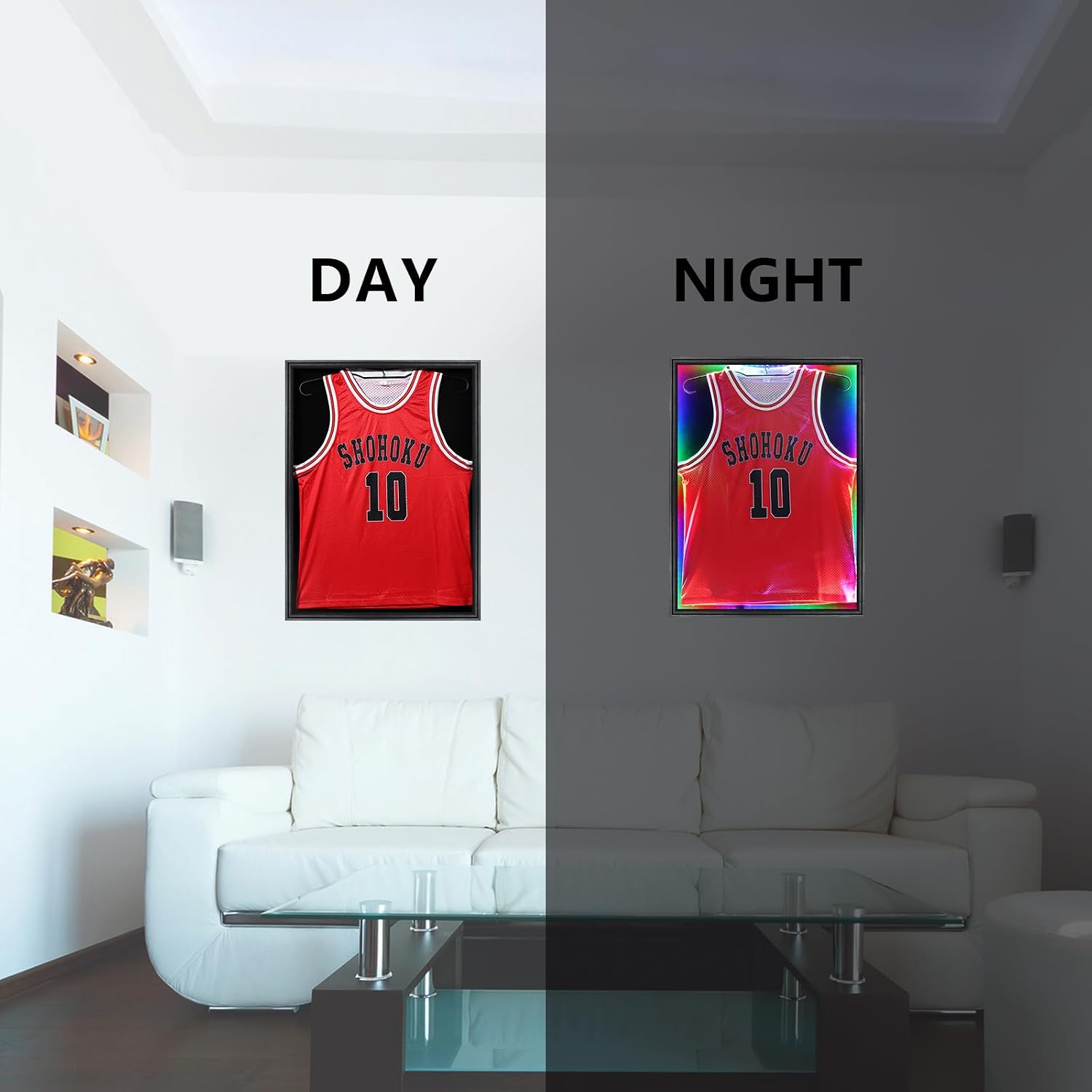 Grintus Jersey Frame Display Case, Black LED Display Box for All Jerseys,2P
