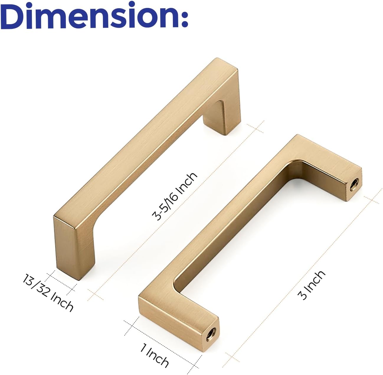 Ravinte Champagne Bronze Kitchen Square Cabinet Handles 3 Inch 30 Pack