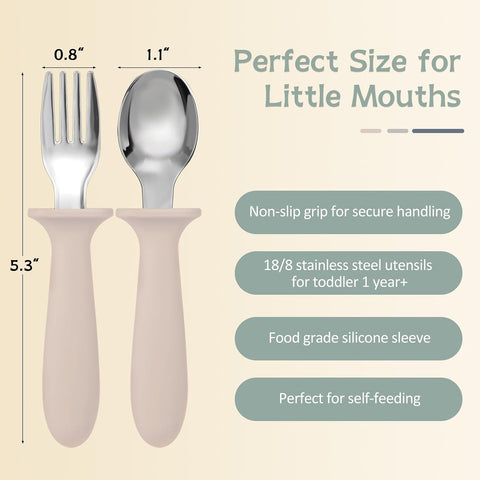 Eascrozn Toddler Forks and Spoons Set, 6 Pack Toddler Utensils, BPA Free