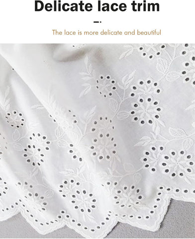 BEAUTELICATE Half Slip Skirt Extender 100% Cotton Vintage Underskirt with Lace Embroidery