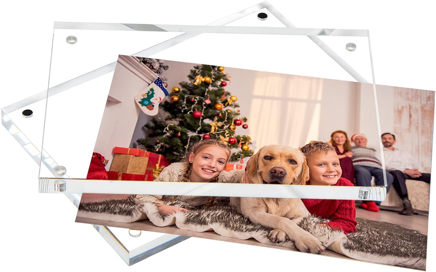 NIUBEE 5x7 Acrylic Picture Frame 5 Pack, 20% Thicker Block Clear Double Sided Photo Postcard Display