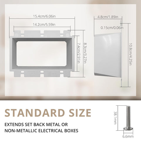 3-Gang BE3 Non-Metallic Electrical Power Outlet Box Extender