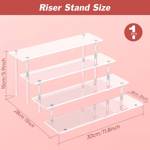 4 Tier Acrylic Display Risers, Clear Perfume Organizer, Cupcake Stand