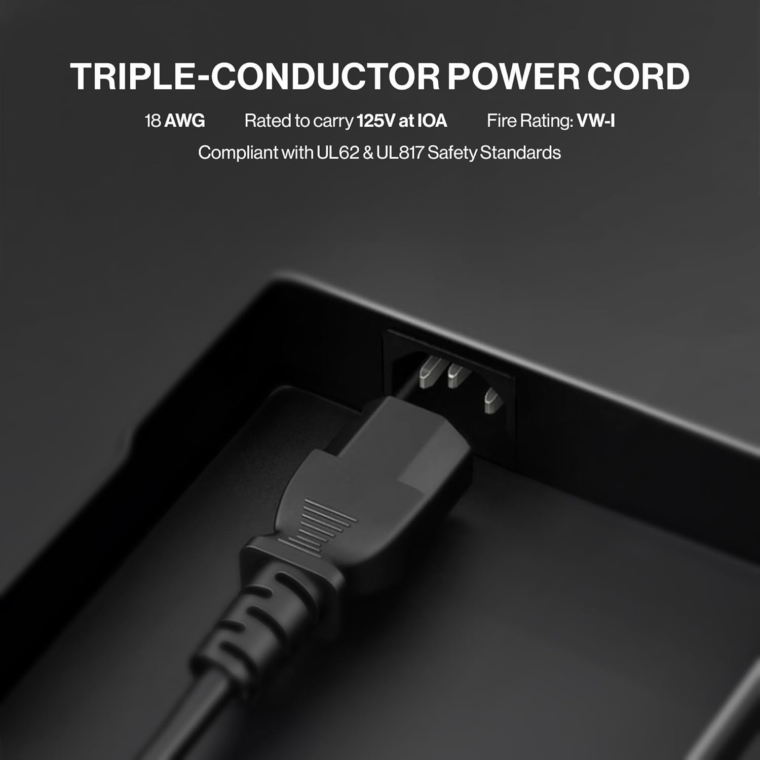 3 Prong AC Power Cord 10ft Long Standard | 125V-250V | for Computer, Monitor, TV, Printer, Power Supply PSU Electric Cable Replacement Power Cord