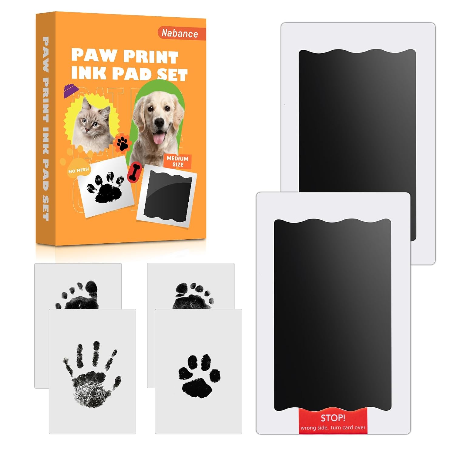 Nabance Inkless Paw Print Kit for Dogs Cat, Mess-Free Pet Paw & Nose Print