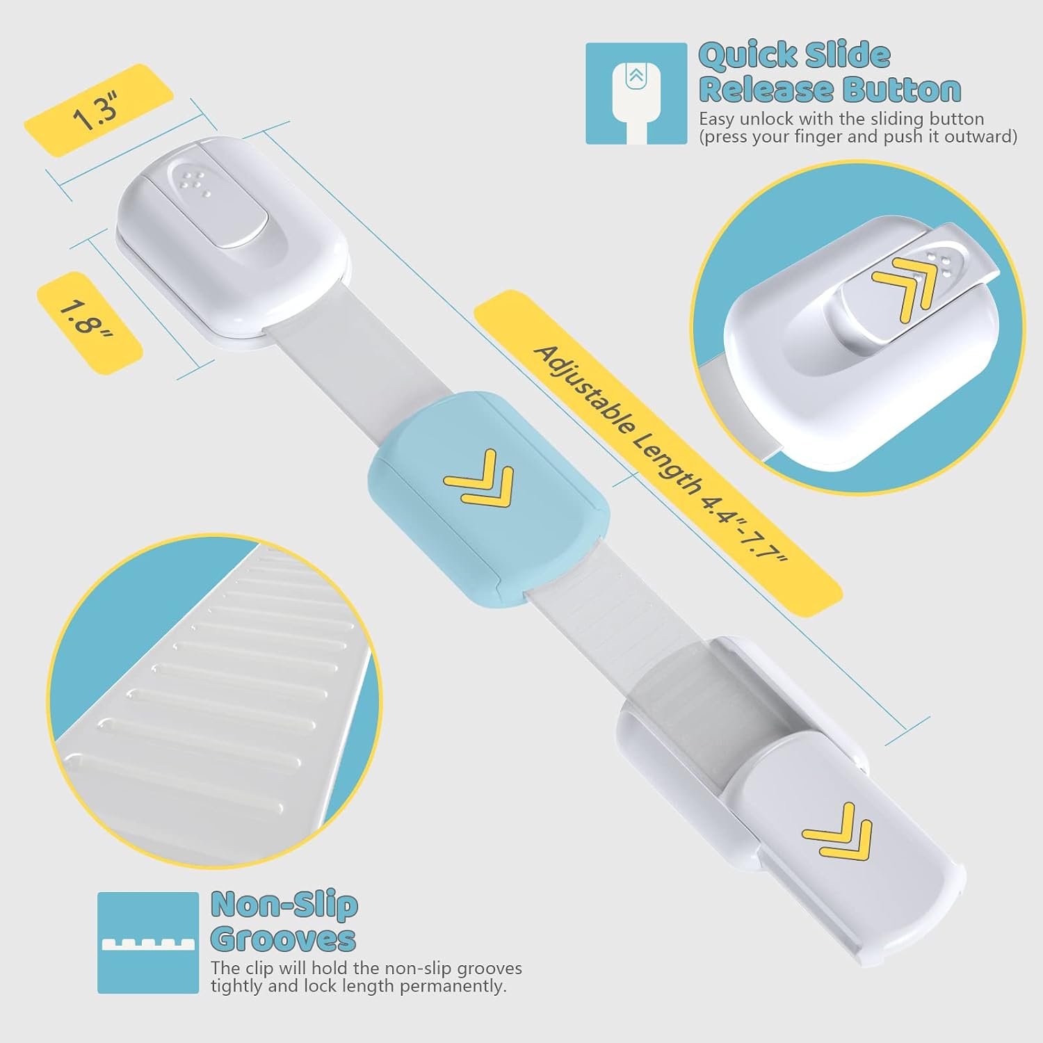 4our Kiddies 14 Pack Cabinet Locks Baby Proofing, Adjustable Drawer Lock