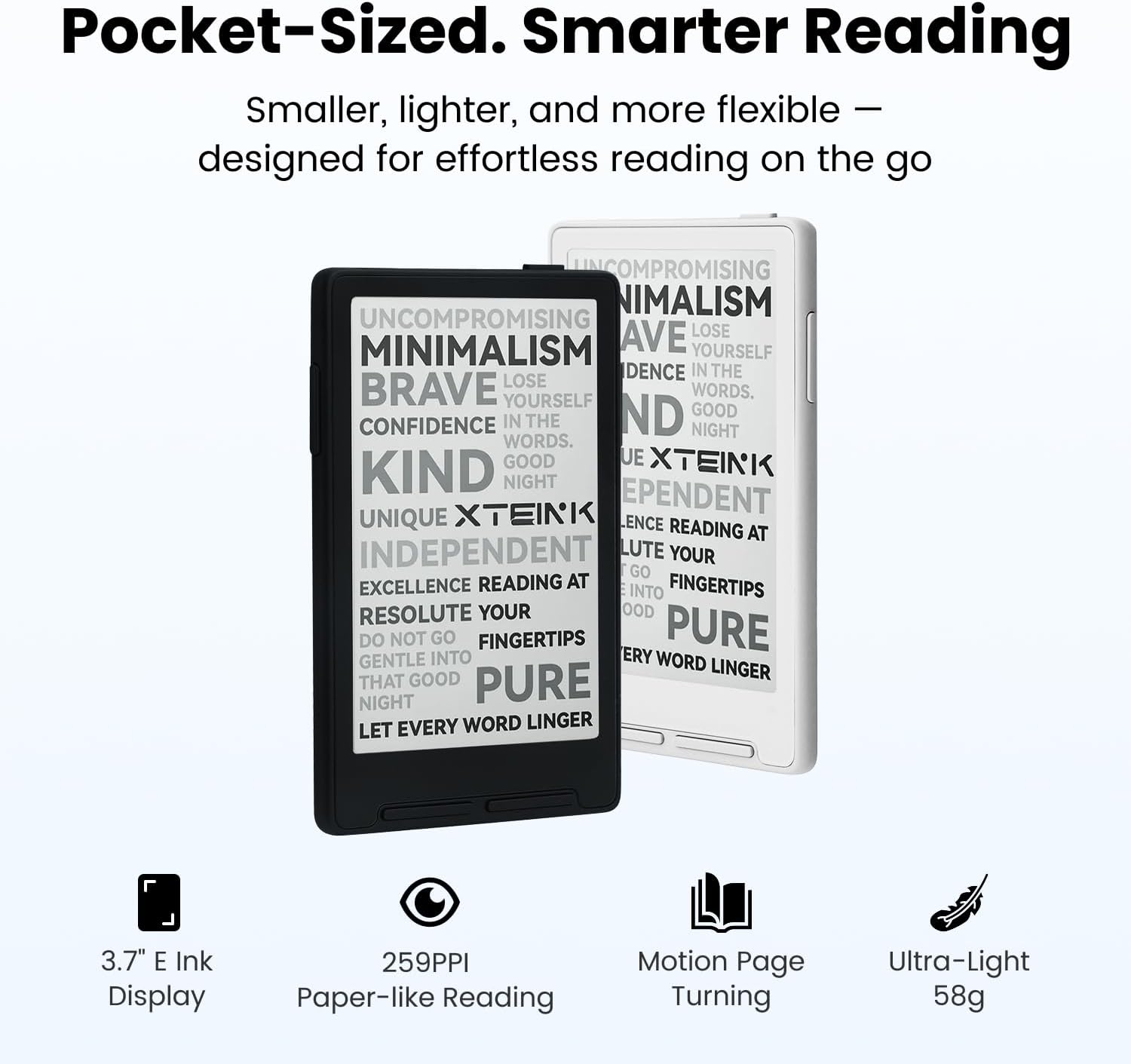 XTEINK X3 3.7" Pocket E-Ink eBook Reader, Mist Gray